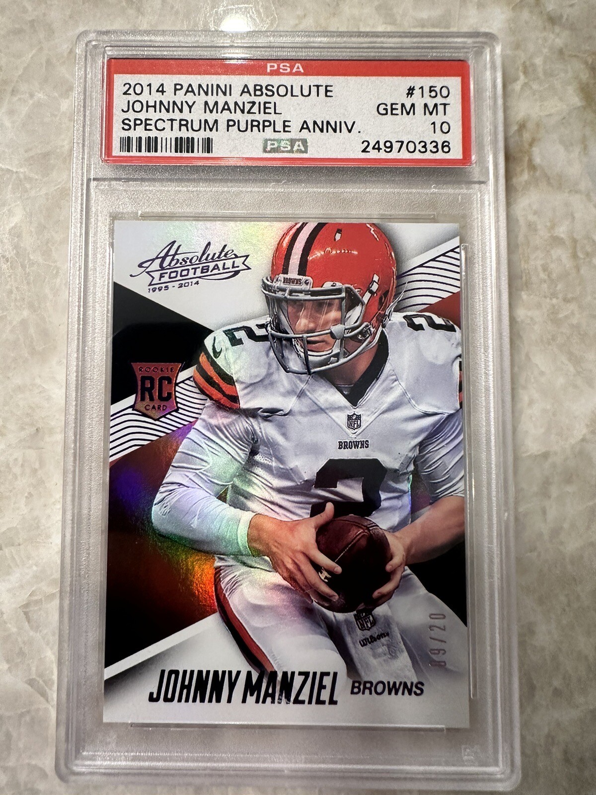 Johnny Manziel Panini Absolute #150 Spectrum Purple Anniversary