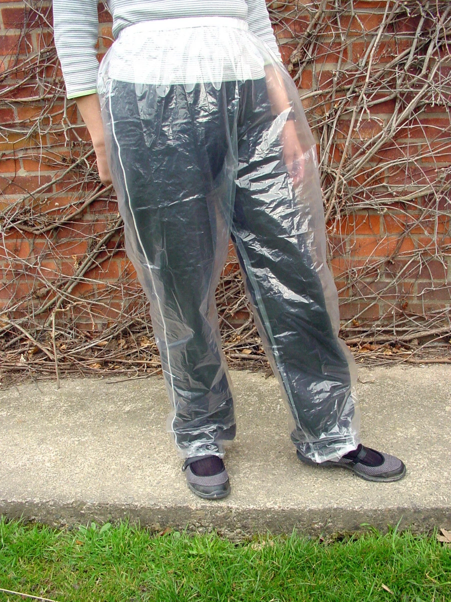 4 Disposable PVC Trousers Clear Plastic Pants Waterproof Festival Fishing Etc | eBay