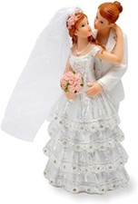 Brides Wedding Cake Topper Same Sex in White Dress and Suit 12cm
