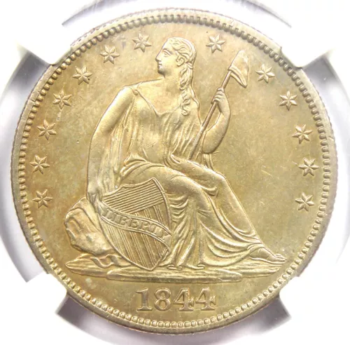 1844 Seated Liberty Half Dollar 50C - NGC Uncirculated Detail (MS UNC) - Rare!