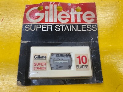 NOS Vintage Gillette Super Stainless safety Blades 10 Blades Pack