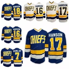Reggie Hanson Brothers #16 #17 #18 Charlestown Chiefs Hockey Jersey Youth/Men