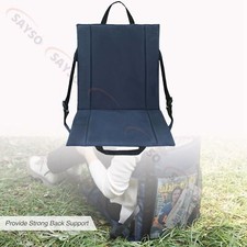 Blue Folding Stadium Seat Cushion for Camping Hiking Outdoor Adjustable Straps