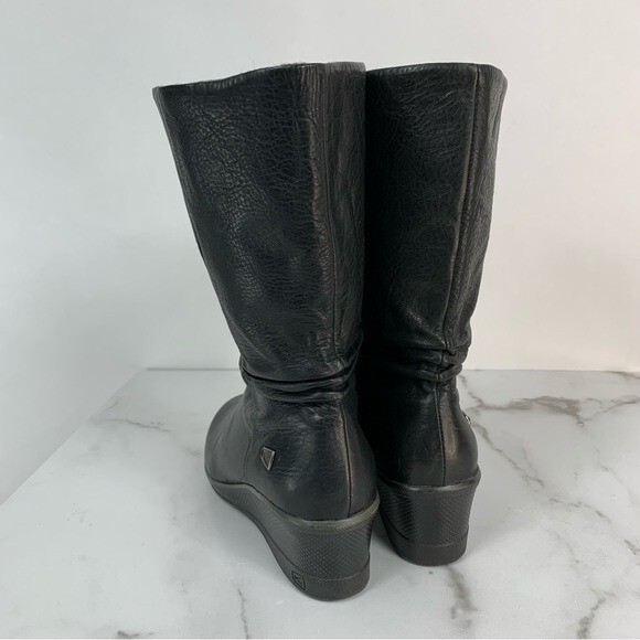 Stivali Keen Kate Slouch medio polpaccio neri in pelle zeppa bassa 38