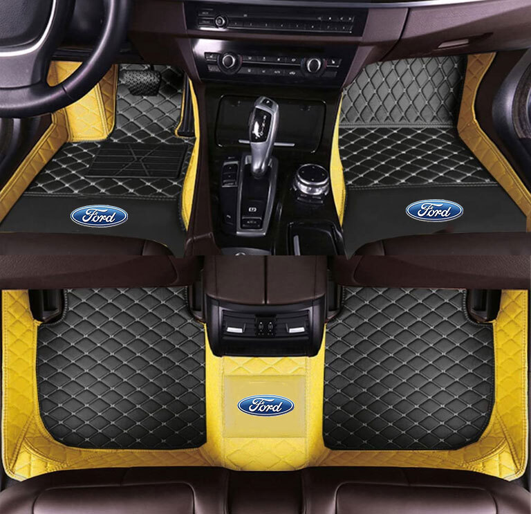 Tapis De Sol Voiture 5 Pièces En Cuir PU - Imperméables, Universels, Couleur Beige - Protection Et Déco Intérieure - 6