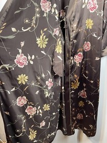 Sensara Front Tie Womens Maxi Sexy Robe Pockets Brown Floral Romantic Sz M