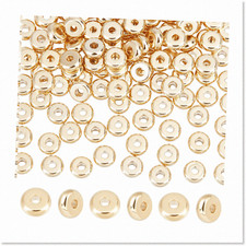 150pcs Golden Stainless Steel Rondelle Spacer Beads - 5mm Tiny Flat Round Discs