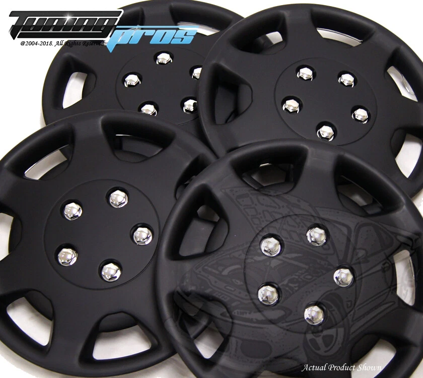 14" Inch Matte Black Hubcap Wheel Cover Rim Covers 4pc, Style Code 107 14 Inches - Image 2 of 4