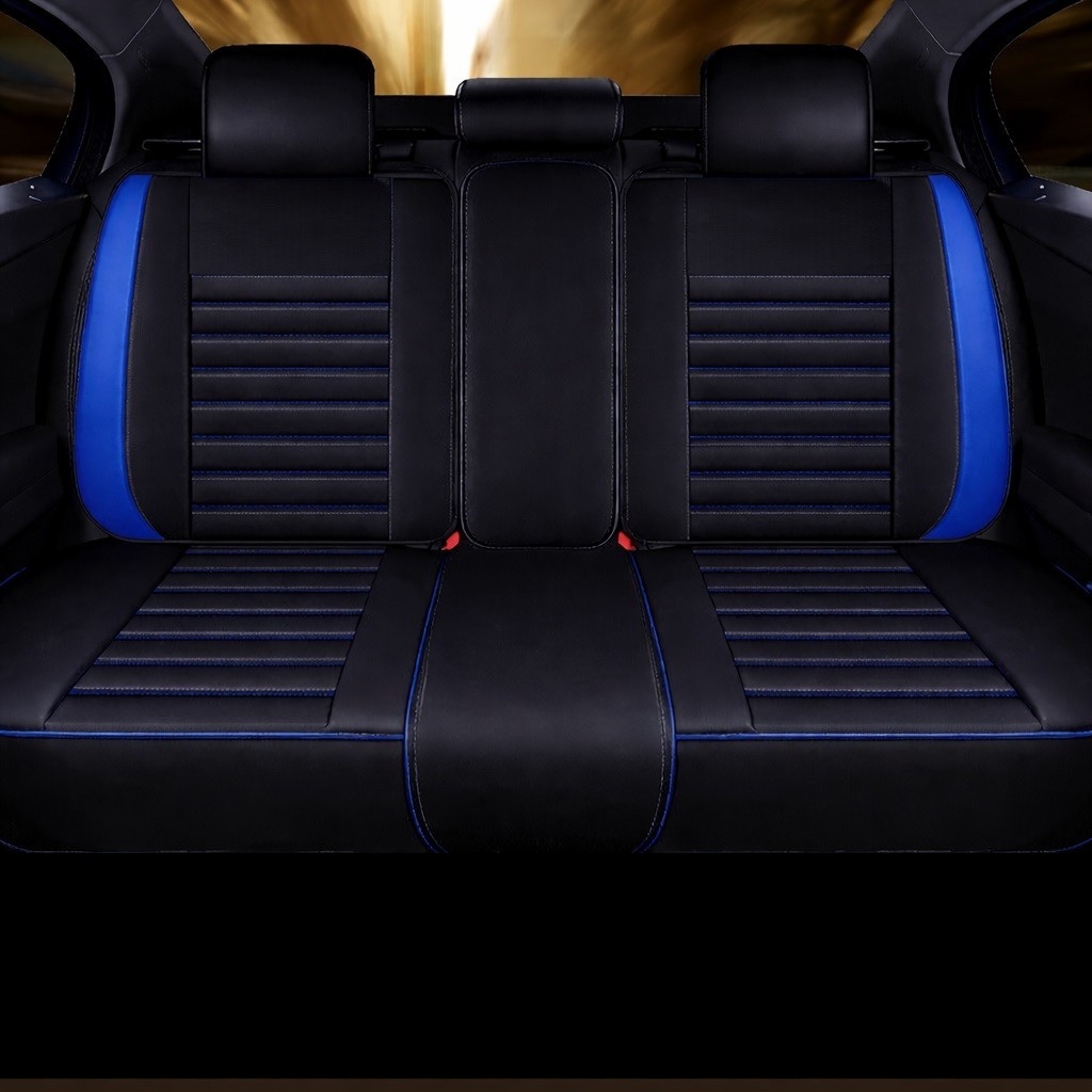Copri Sedili Auto Universali in Pu Pelle Nera Blu per Cani Completo - Miniatura 4