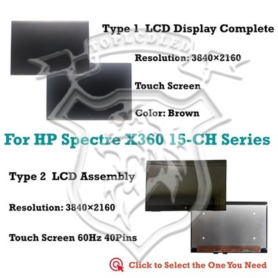 15.6'' HP Spectre X360 15-CH001NO UHD 4K LCD Touch Screen Full Baugruppe Oberteil