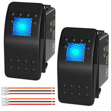 Marine Rocker Switch 12V 24V Lighted Rocker Switch 12 Volt 20A Blue LED 3 Pin SP