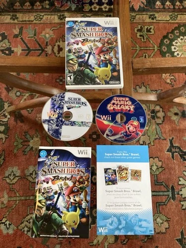 Super Smash Bros Brawl (Nintendo Wii, 2008) Complete TESTED + Super Mario Galaxy