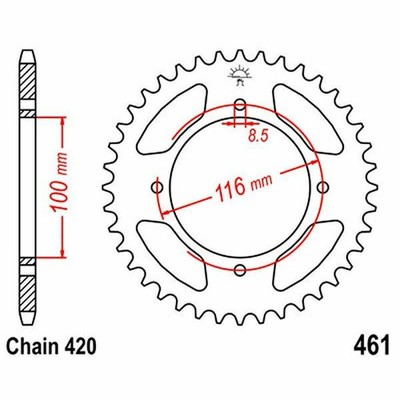 CROWN 49 TEETH STEP 420 SILVER DIAMETER INT. 100 - HOLE RIM 116 727.05.49