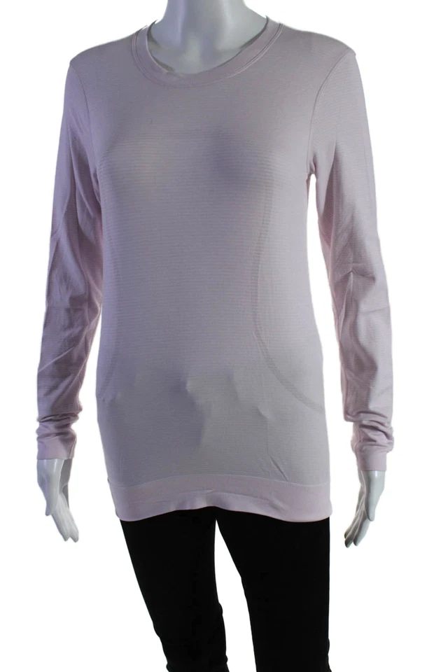 Top básico ajustado a rayas manga larga texturizado rosa talla S de Lululemon para mujer Foto 2 de 4