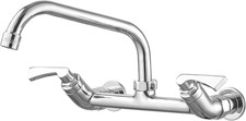 Chrome Wall Mount Kitchen Faucet with 360  Swivel Spout for Utility Sinks