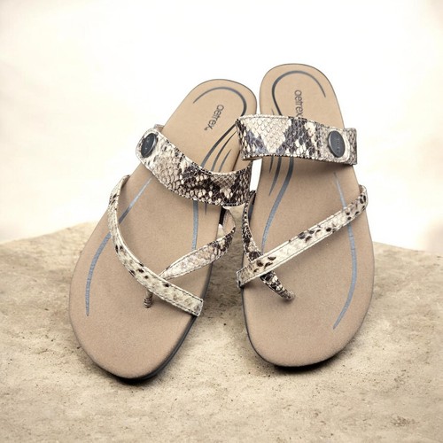 Aetrex Izzy Sparkle Orthopedic Memory Foam Slide Sandal Snakeskin US 10 EU 41