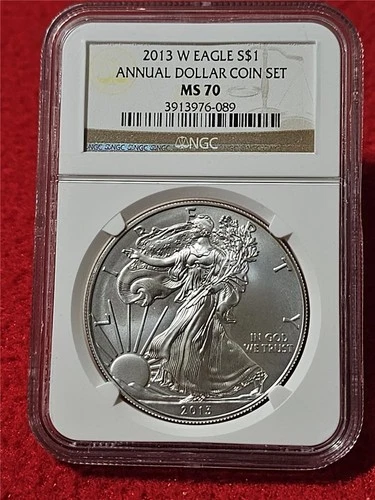 2013-W American Silver Eagle ASE Dollar NGC MS 70 ANNUAL DOLLAR COIN SET #T1305