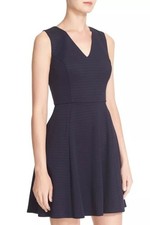 TED BAKER $279 Tawney Navy Blue Skater Fit & Flare Keyhole Dress Size 1 US 4