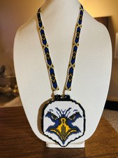 Authentic Native American Large 4 1/2" Eagle Face Beaded Rosette Powwow Lakota