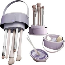 3-in-1 Makeup Brush Cleaner  Drying Rack  Foldable Silicone Mat for Purple;