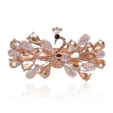 Peacock Rhinestone Hairpin Luxury Crystal Hair Barrette Clip Champagne