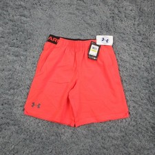 Under Armour UA Vanish Shorts Boys Youth Medium Orange Loose Athletic 24x10 NWT