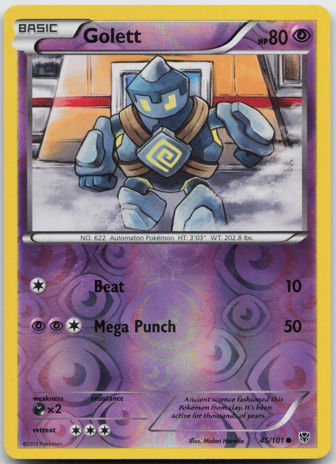 Golett Common Psychic Plasma Blast 45/101 LP 2013 Midori Harada Reverse Holo