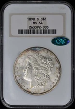 1898-S Morgan Dollar S$1 NGC MS64 (CAC)