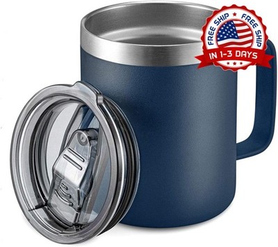 Taza de café térmica de acero inoxidable de 12 oz con asa