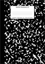 Marble Notebook A5: Black Marble Wide Rule Journal Paperback or Softback 