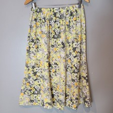 Vtg Y2K Midi Skirt Sz 10 Boho Gypsy Fairy Grunge Floral 90s Cottage Yellow