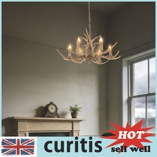 Antler Resin Chandelier 6 Head Deer Horn Ceiling Pendant Light Loft Hanging Lamp