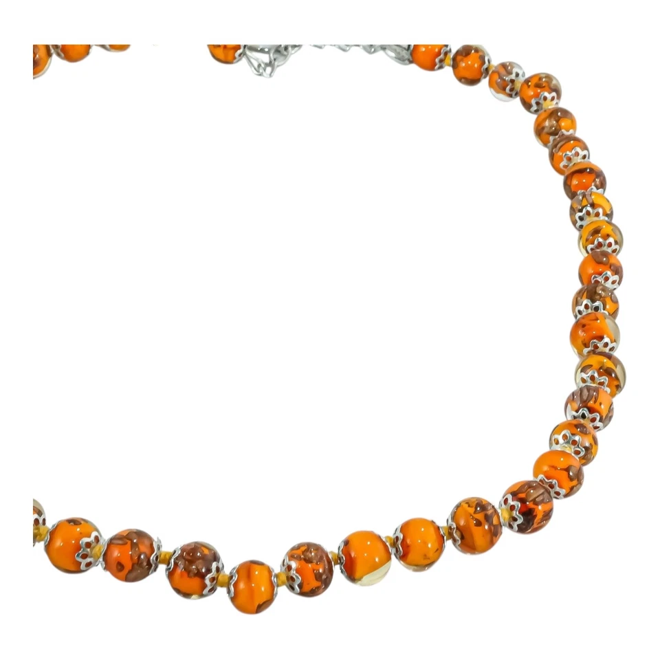 Collar Cristal Murano Naranja Bronce 42 Cuentas Sommerso 46cm Venecia Foto 4 de 4