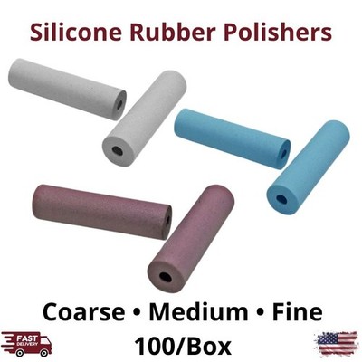 100/Pk Silicone Rubber Polishers 22mm x 6.4mm Fine Medium Coarse White Blue Pink