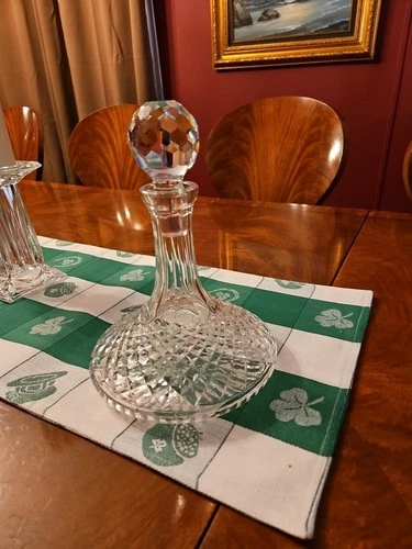 Waterford Alana Ships Crystal Decanter and Stopper 10.25" x 7.5" VTG EUC