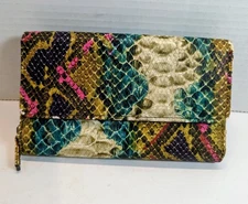 Mundi Wallet tri- fold Faux snake built color organizer NEW