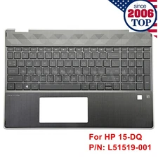 New HP Pavilion X360 15-DQ Palmrest Case Backlit Keyboard FPR L51519-001 Gray US