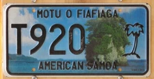 AMERICAN SAMOA  PAGO PAGO - PACIFIC ISLAND license plate  2012   Random numbers