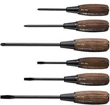 336PS Vessel 336Ps Wood Compo Tang Thru Screwdriver Set Of 6 Pieces Woody