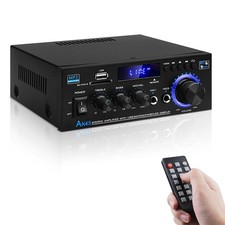 Stereo Receiver AK45: Bluetooth 5.0 300Wx2 Max Power Stereo Home Audio Amplifier