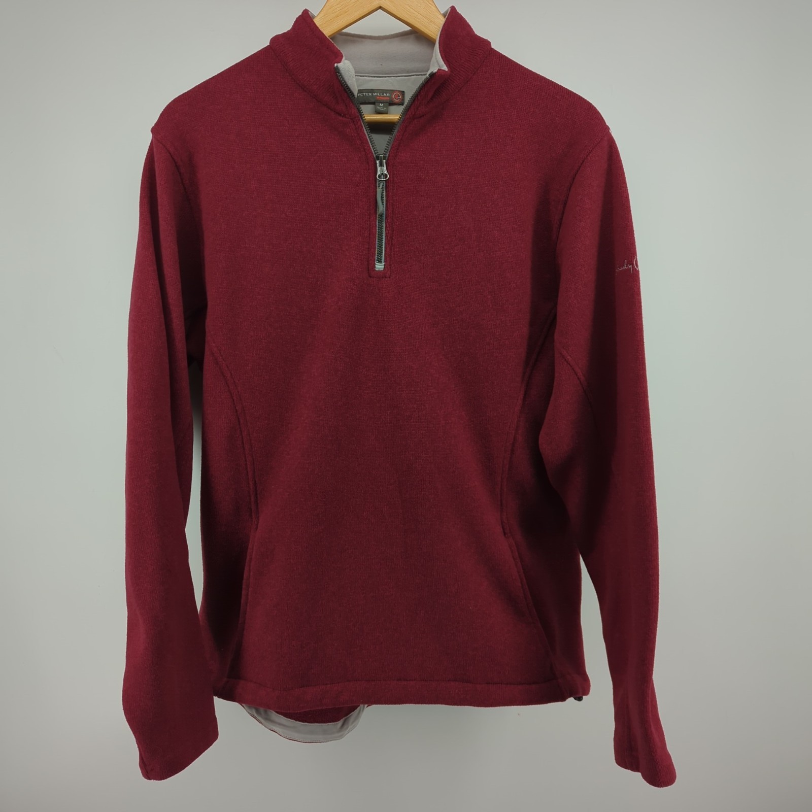 Peter Millar Mens Pullover Medium Red Warmth 1/4 … - image 1