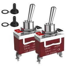 2x Heavy Duty Toggle Switch 30A 12VDC ON/OFF SPST 2Pin with Waterproof Cover