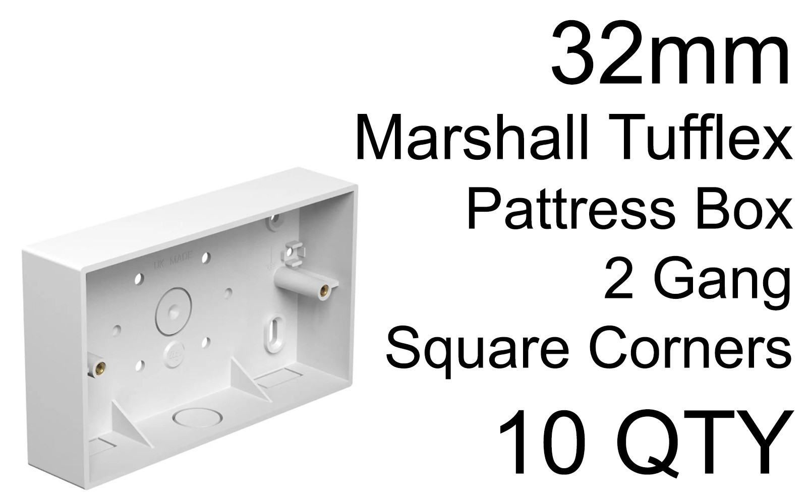 10 Pack 2 Gang 32mm Pattress Box Marshall Tufflex MSSB92 Twin Surface Boxes