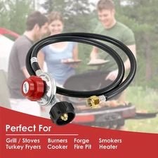 5FT Hose High Pressure Propane Gas Regulator LPG BBQ Grill Tank Adjustable US