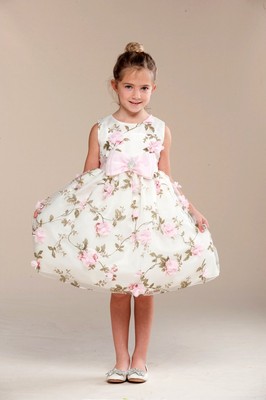 strapless open back dress Cute Pink Kids Party Dresses for Birthday Long Sleeves – TANYA BRIDAL main image 1