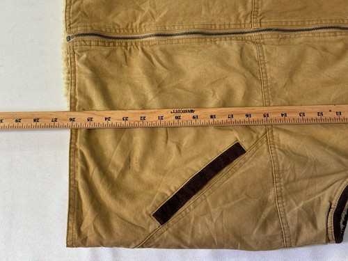 VTG Wrangler Hero Khaki Trucker Sherpa Lined  Brown Corduroy Winter Vest Sz XL - Picture 12 of 14