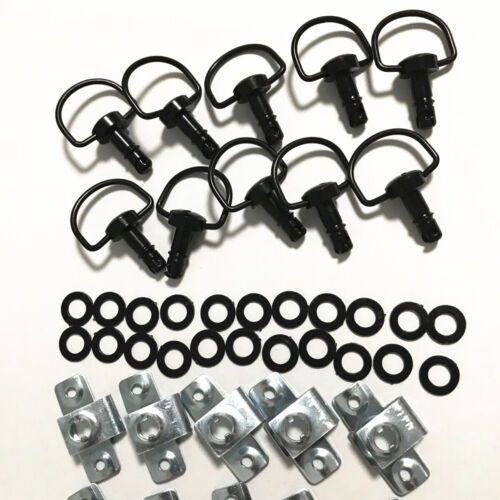 Fairing Quick Release Clip D-Ring Race Fasteners 1/4 Turn Dzus 17mm 10Pack Black