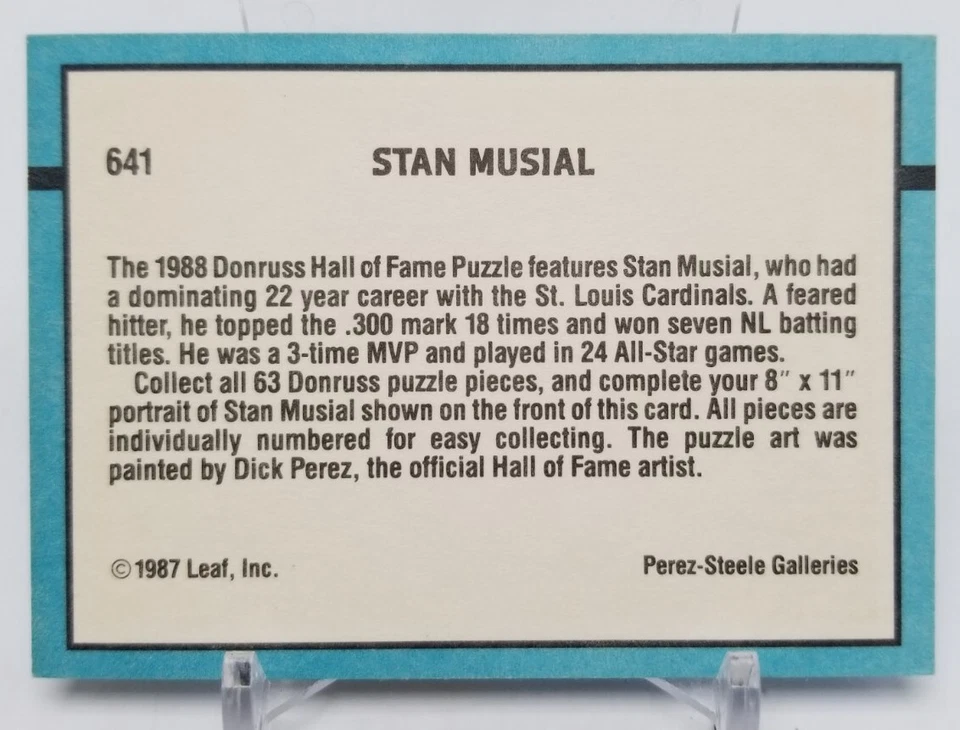 1988 Donruss STAN MUSIAL Hall of Fame Diamond King Signed St Louis Cardinals 641 - Image 4 of 4