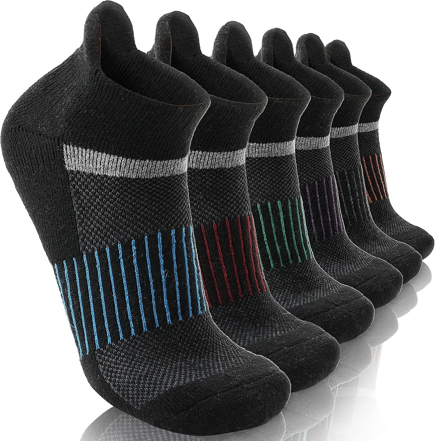 Anlisim 6 Pairs Merino Wool Ankle Running Hiking Socks Large, Black