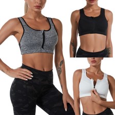 High Impact Sports Bra Women's Shockproof Front Zipper Closure Adjustable Straps